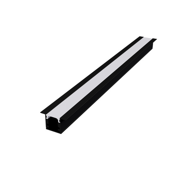 ACA Lighting LESTE RECESSED ALUMINUM PROFILE P160U BLACK WITH OPAL PC DIFFUSER 2m/pc — P160UB