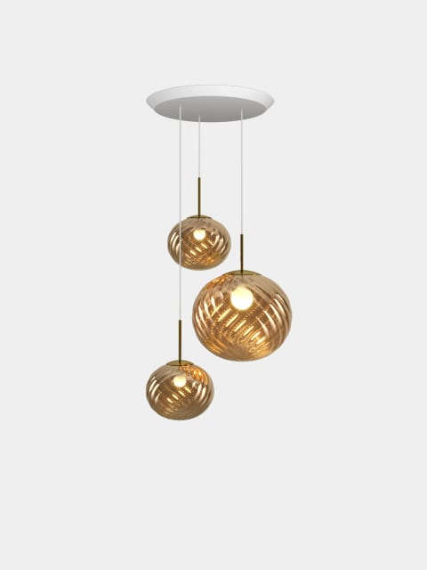 Tom Dixon Whirl Trio-Round Pendant System | Gold Polished Polycarbonate — WHPS01GO-PEUM6