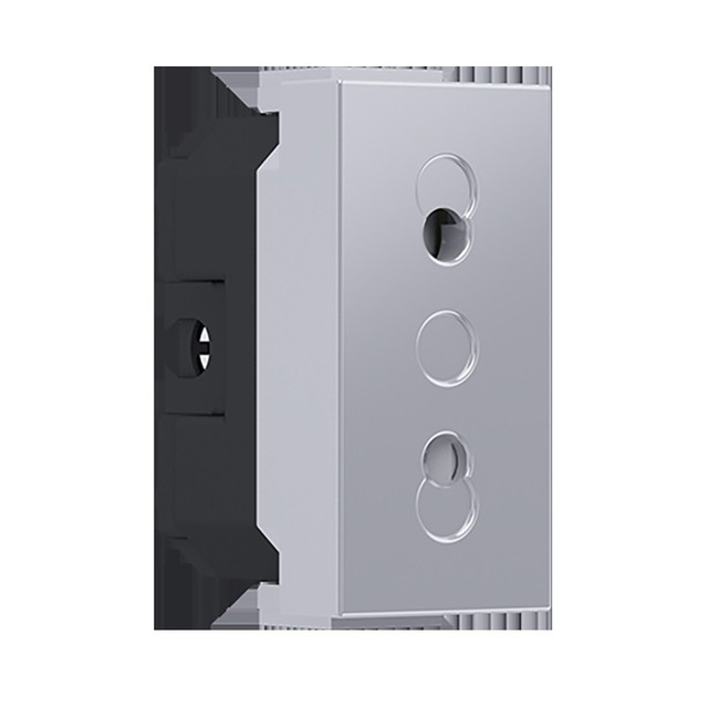 ACA Lighting MODYS EURO SOCKET WITH SHUTTERS SILVER 1 M. 2P 10A 250VAC IP20 — 10101312526
