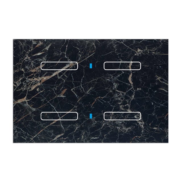 Blumotix Glass Marble cover — 4 buttons, rectangular, black marble effect — BX-F-RBM4N