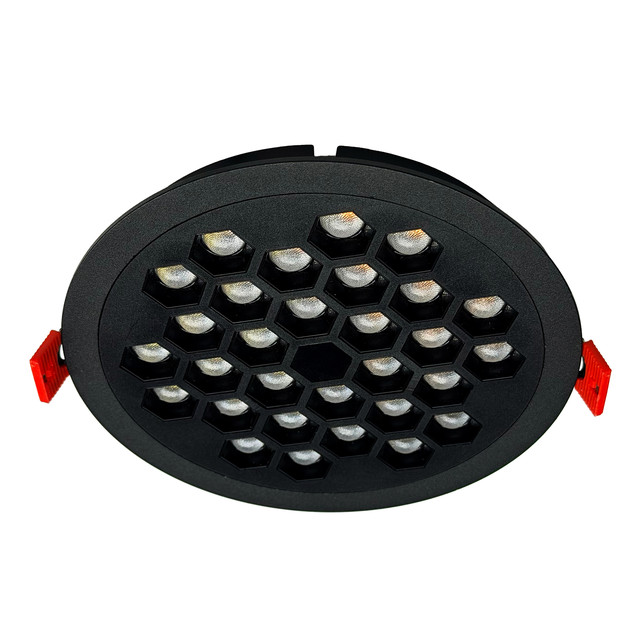 ACA Lighting Recessed Honeycomb Light - 18W Black with Black Reflector/Ra>80/2350lm/3000K — KYVAR1830