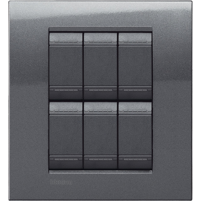 BTicino Square cover plate 3+3 modules - steel — LNA4826AC