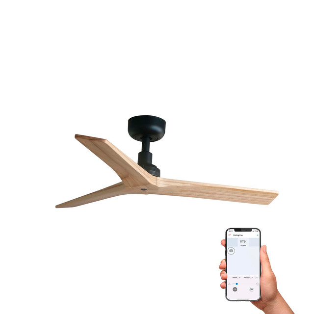 Faro Barcelona KLIM S Ceiling fan black/pine TUYA — 34284WT