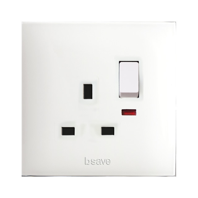 AVE 13A 2P SWITCHED SOCKET 1 GANG+NEON — BSN11097/2PN