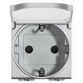 BTicino Socket 2P+T 16A 250 Vac with earth lateral contacts - german standard - with cover — NT4141PW