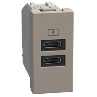 BTicino USB charger with 2 type C ports - 20W — YG4192CC