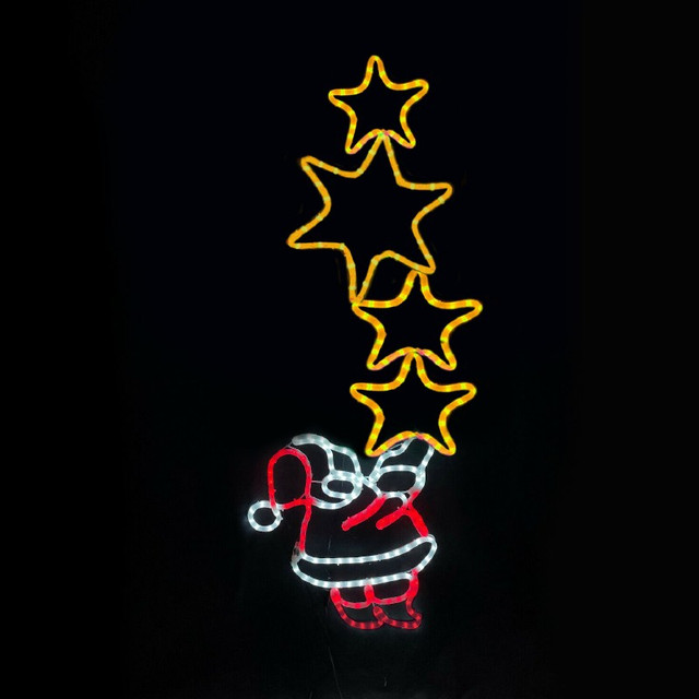 ACA Lighting SANTA WITH STARS 336 LED MOTIF 9,35m 2-WIRE ROPE LIGHT, MULTICOLOR FLASH IP65 49*144cm 1.5m LEAD WIRE — X083363225