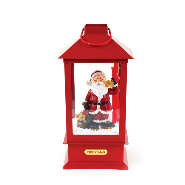 ACA Lighting "PLASTIC SNOWY MUSIC SANTA LANTERN", 2 MINI LED LIGHTS, WW, BAT. (3ΑΑ),IP20, 16X16X35CM — X0731106