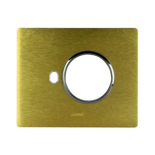 AVE NEW STYLE S44 ALUMINUM PLATE, GOLD COLOR – 1 SCHUKO SOCKET + 1 CONTROL – 3 MOD. — 44PANQ902ORO
