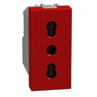 BTicino Italian standard P17/11 socket 2P+E 16 A 250 V - 1 module - red — Y4180R