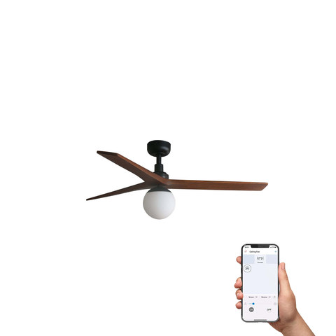 Faro Barcelona KLIM M Ceiling fan black/walnut E27 TUYA — manufacturer representative image
