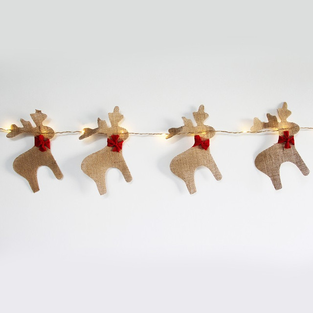 ACA Lighting "HESSIAN REINDEER ", 20 MINI LED WW SILVER COPPER WIRE STRING LIGHTS WITH BATTERIES (3xAA), IP20, 180+30cm, TRAN/NT LEAD CABLE — X05201116