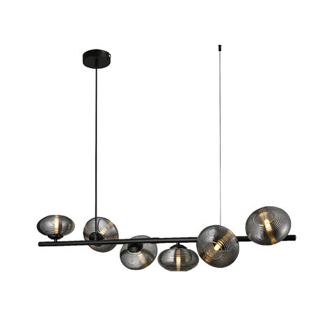 ACA Lighting ELIA-PENDANT LAMP BLACK METAL +SMOKE GLASS LED 6xG9 25W IP20 L1000xW200xH1200 — manufacturer representative image