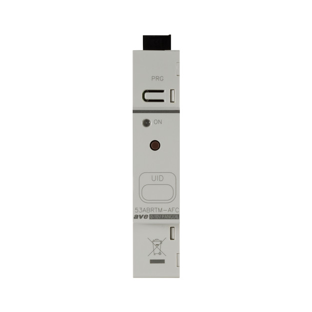 AVE THERMOSTATIC ACTUATOR – 1 ANALOG OUTPUT 0-10V FOR FAN COIL – AVEBUS – 1 MOD. DIN — 53ABRTM-AFC