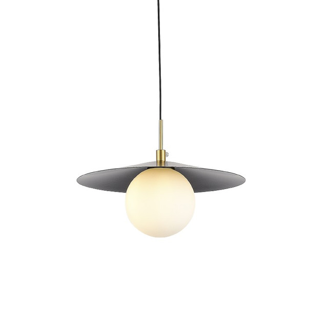 ACA Lighting PENDANT LIGHT 1XG9 GOLD METAL BLACK PVC SHADE D100mm GLOBIE — SUH12BK