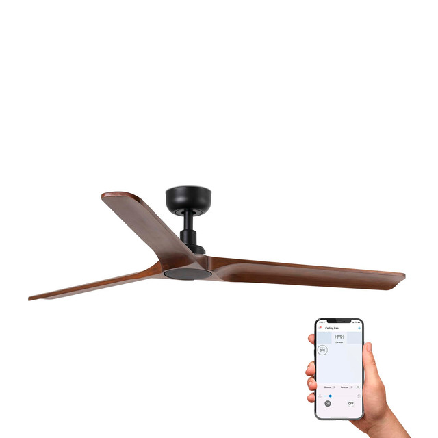 Faro Barcelona HEYWOOD L Ceiling fan black/walnut TUYA — 33809WT
