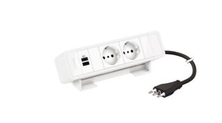 BTicino Desktop multi-outlet extensions equipped with MatixGO power sockets and USB chargers - 6 modules - Color: white — 1508661W