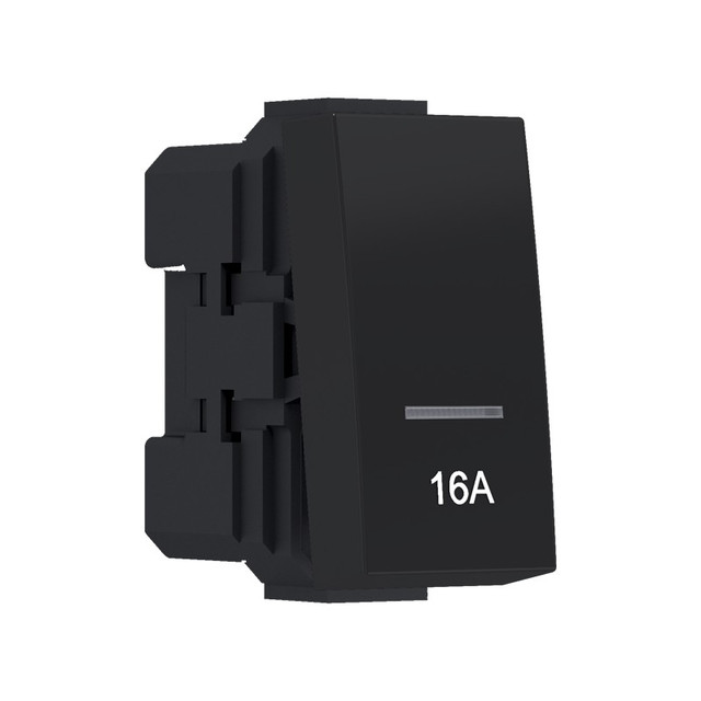 ACA Lighting MODYS 2-POLE SWITCH (0-1) WITH 16A INDICATOR MATT BLACK 2P 16AX 250VAC IP20 — 10101312306