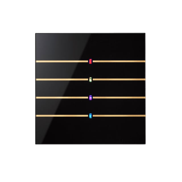 Blumotix Glass Line cover — KNX Glass keypad, square, black — BX-F-QKBG-Gold