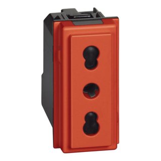 BTicino Italian standard socket 2P+E 16 A 250 Vac - center distance 19 mm and 26 mm — KR4180