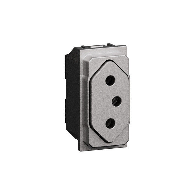 BTicino 2P+E 10A 250 Va.c. flat brasilian std. Socket — KS4165F — manufacturer representative image