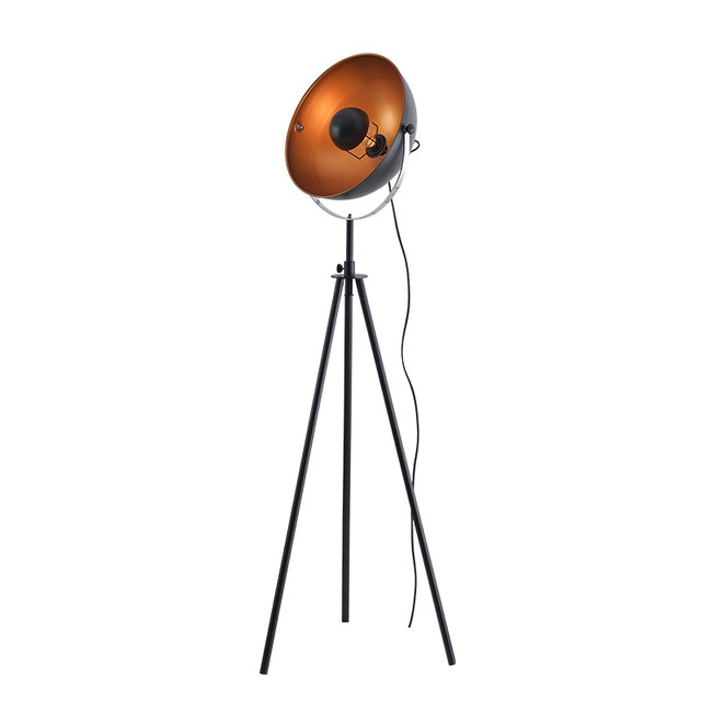 ACA Lighting FLOOR LUMINAIRE 1XE27 METALLIC BLACK/GOLD, COLOR:MATT black AND INSIDE GOLD Φ48×Η150CM CAMARA — ML306681FBG