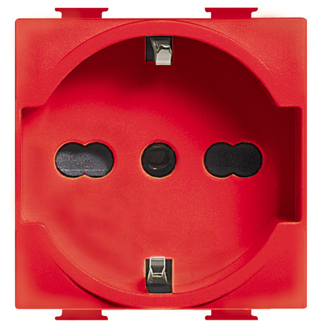 BTicino Socket 2P+T 16 A 250 Vac - centre distance 19 mm and 26 mm - earth lateral contacts — A5440V16RAB