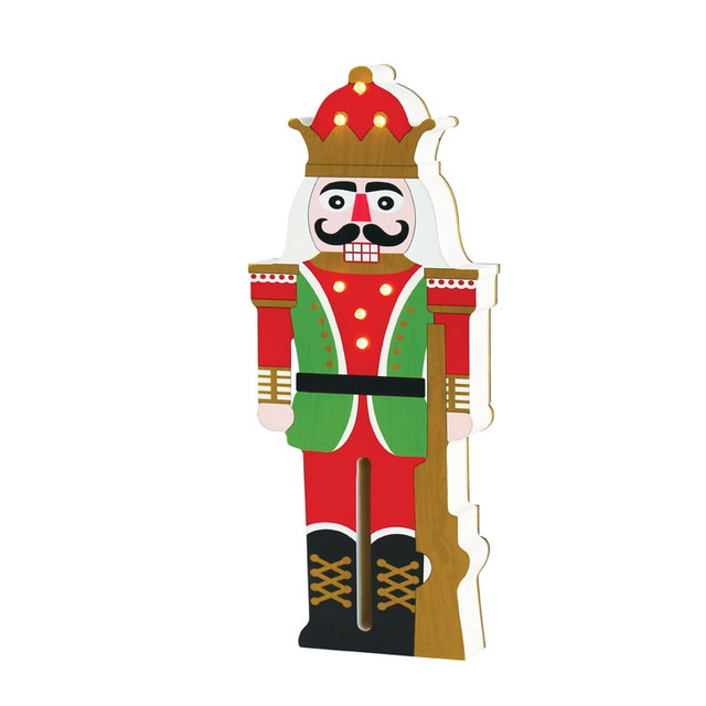 ACA Lighting "WOODEN DECO MULTICOLOR SOLDIER" 7 LED WW LIGHTS BAT (2xΑAA) IP20 12.3x3x29.5cm — X0771154