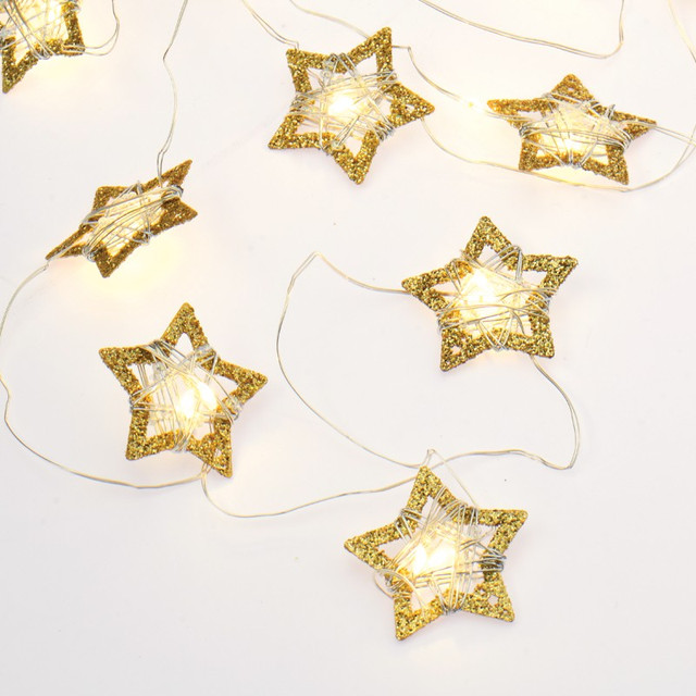 ACA Lighting “DIAMOND & JEWELRY STRING LIGHTS STAR 20 LED STRING LIGHTS WITH BATTERIES (2xΑΑ) WARM WHITE IP20 190+30cm TRANSPARENT CABLE — XL20WW2A