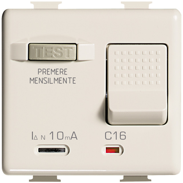 BTicino Salvavita thermal magnetic circuit breaker with earth leakage protection - 1P+N 16A — A5256S