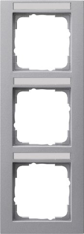Gira E2 cover frame with inscription space colour aluminium colour aluminium (lacquered) — 110325