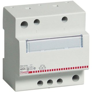 BTicino Single-phase safety transformer - voltage from 230Vac to 12/24Vac - 40VA - 5 moduli DIN — F94/12/24