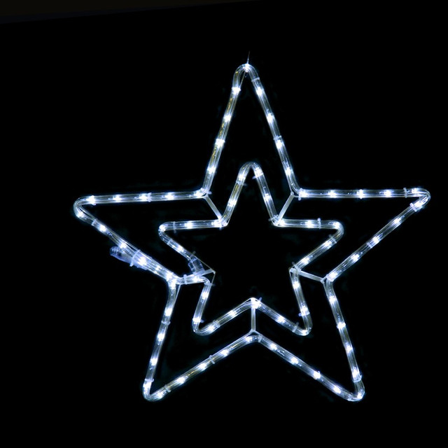 ACA Lighting "DOUBLE STARS", 60 LED MOTIF 2.5m 2-WIRE ROPE LIGHT, COOL WHITE, IP44, 46cm, 1.5m LEAD CABLE — X08182116