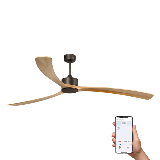 Faro Barcelona KAUAI XXL Brown/pine fan TUYA — 34200AWT