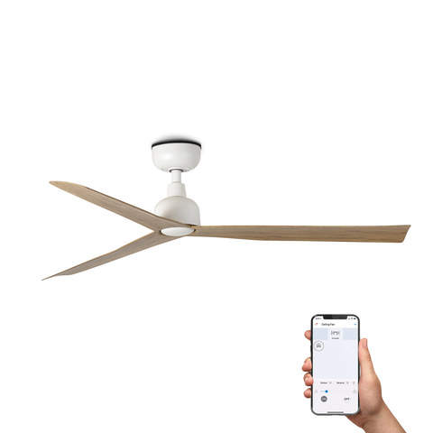 Faro Barcelona MARINE M Ceiling fan white/oak IP44 TUYA — manufacturer representative image