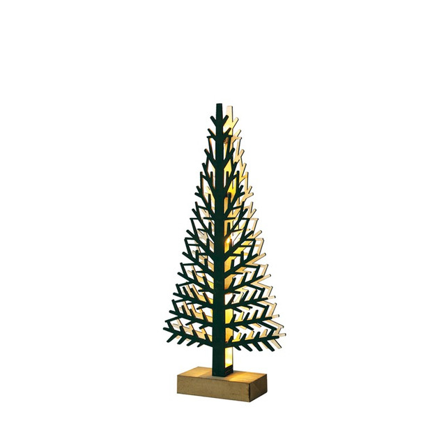 ACA Lighting “WOODEN XMAS TREE LIGHT” GREEN TREE- SMALL 5 LED LIGHTS WITH BATTERY (2xAAA) WARM WHITE IP20 14x5x32cm — XTREGWW323A