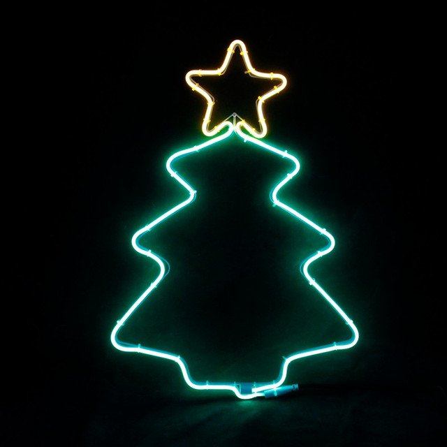 ACA Lighting "CHRISTMAS TREE", 200 NEON LED MOTIF 2m DOUBLE NEON SMD ROPE LIGHT, WW+GREEN STEADY, IP44, 38.5X54CM, 1.5m LEAD CABLE — X082003419