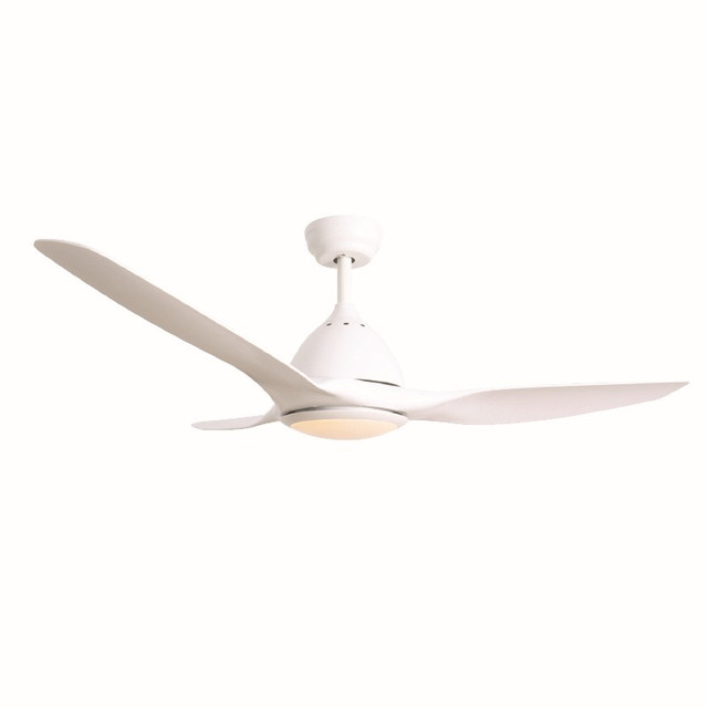 ACA Lighting DECORATIVE CEILING FAN WITH DIMMABLE LED DIAM132CM DC40W 3 WHITE ABS BLADES WITH REMOTE CONTROL 2 WHITE DOWNRODS 15&25CM — FANKVWH20G