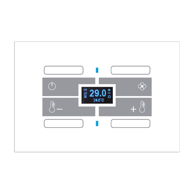 Blumotix Glass Button cover — KNX Glass Thermostat rectangular white with 4 programmable functions — BX-F-RWT4N