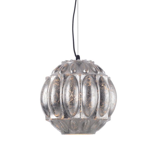 ACA Lighting NETTO PENDANT 1ΧΕ27 GLASS SILVER LEAVES Φ25ΧΗ120CM — GN271PSF