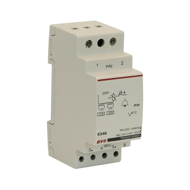 AVE Transformer 230/12-24Vac 10VA – 2 modules — 5346