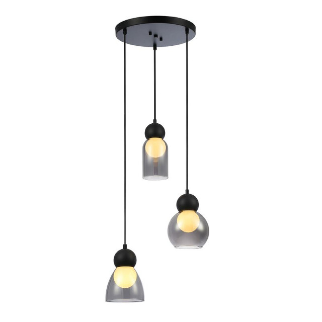 ACA Lighting JULIETTE-PENDANT LAMP BLACK GLASS CONVENTIONAL IP20 3xE27 330XH1255mm — LT38233PBK