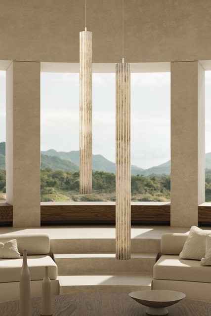 United Alabaster VERTICAL ROLLER — alabaster pendant luminaire