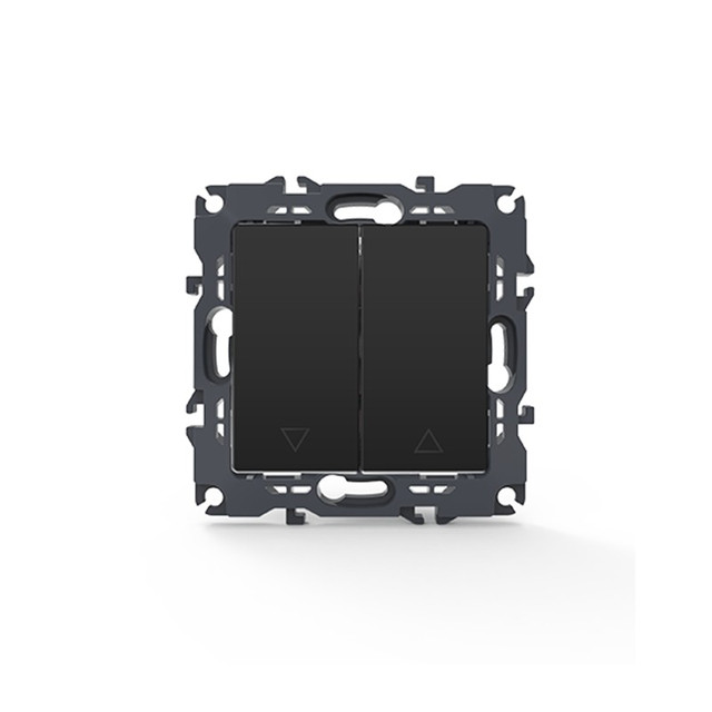 ACA Lighting PRIME 2 GANG SHUTTER SWITCH SCREWLESS 1-1P 10AX 250VAC IP20 MATT ANTHRACITE — 1000110605