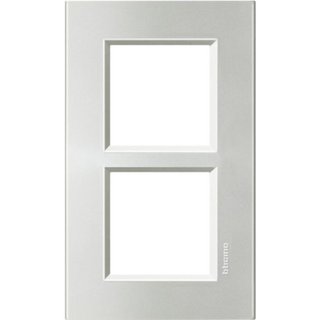 BTicino Square cover plate 2x2P 57mm silver — LNA4832M2AG
