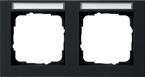 Gira E2 cover frame with inscription space black matt (lacquered) black matt (lacquered) — 109209