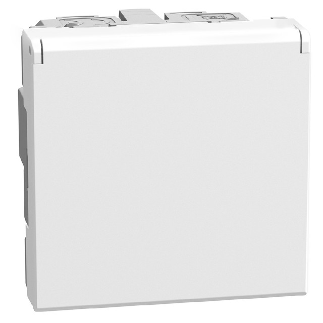 BTicino French standard socket 2 P+E 16 A 250 V - flat - automatic clamps - 2 modules - white — YW4142AFP