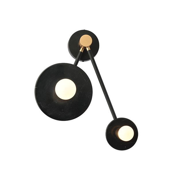 ACA Lighting WALL MOUNTED LUMINAIRE 2XE27 BLACK MARBLE 18Χ74X23CM CLOCK — OD742W74BM