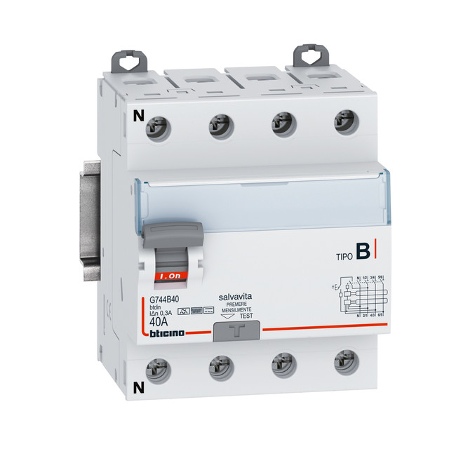 BTicino Earth leakage circuit breaker type B 4P - In= 40A - Idn= 300mA — G744B40
