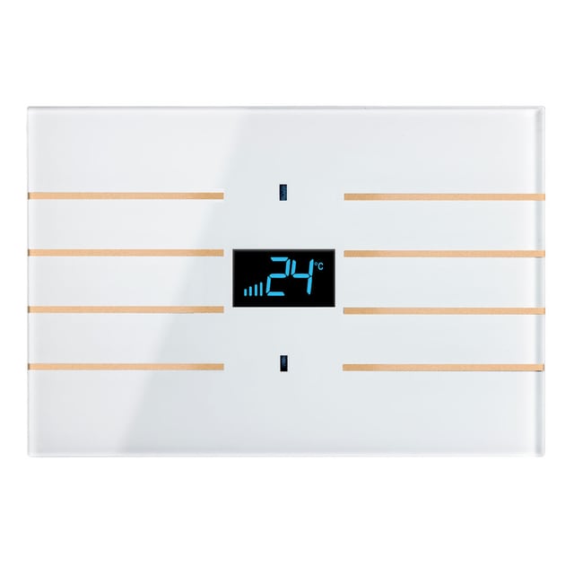 Blumotix Glass Line cover — KNX Glass Thermostat, rectangular, white — BX-F-RKWGT-Gold